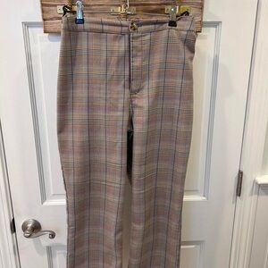 Wild Fable Plaid High Waisted Pants Small Brown Tan Trousers